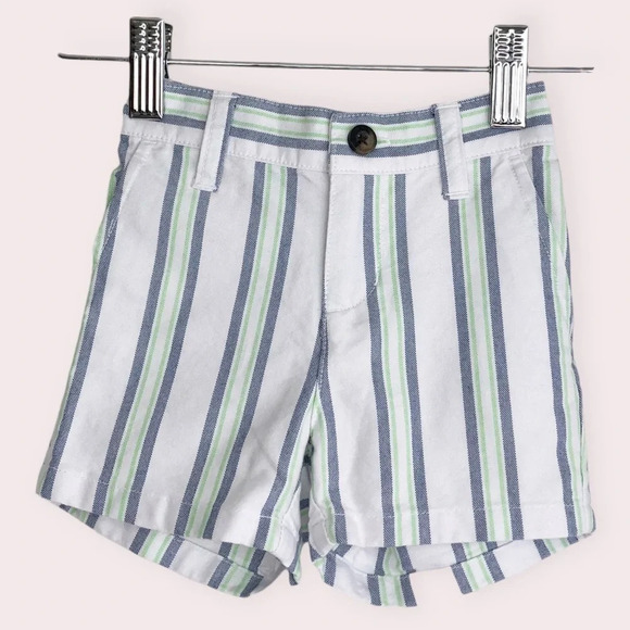 NWT Janie and Jack shorts white with blue & green stripes size 3-6 months - Picture 1 of 11
